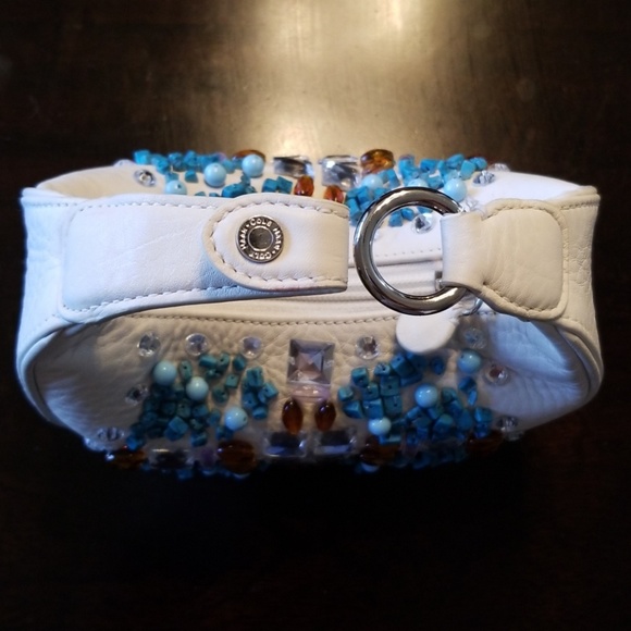 Cole Haan Mini Hobo. White leather with beading. - Picture 5 of 7